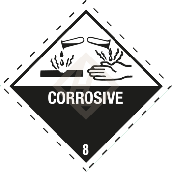Gefahrgutaufkleber Klasse 8, 250x250 mm, PVC-Folie, CORROSIVE